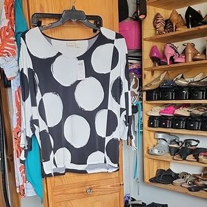 Black and White Polka Dot Women's Top